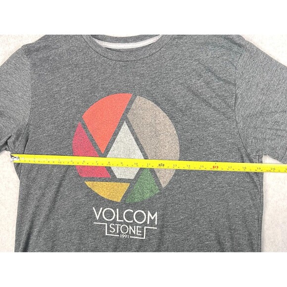 Volcom Top Mens Large Grey Splicer Graphic Tee Modern Fit Shirt Stone 1991 Retro - Picture 6 of 14